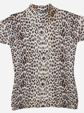1990s leopard print mock neck sweater